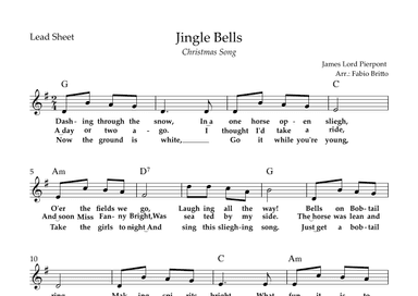 Jingle Bells (Christmas Song) Lead Sheet in G Major (arr. Fabio Britto)