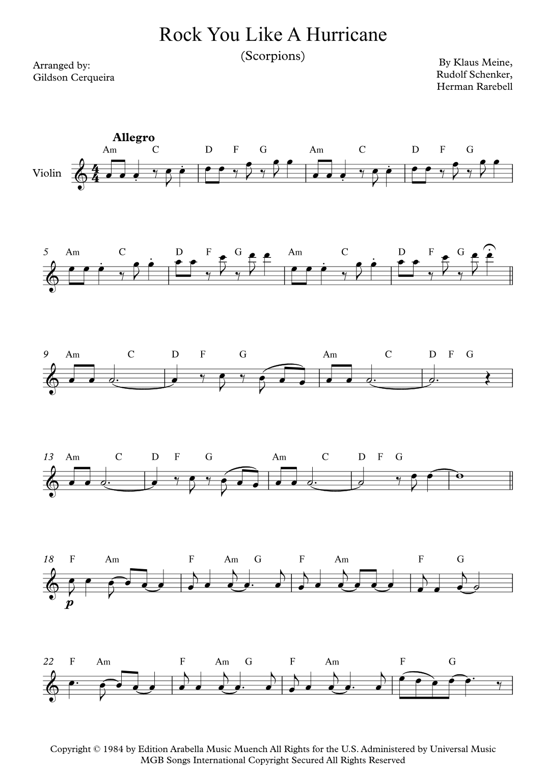 Rock You Like A Hurricane (arr. Gildson Cerqueira)