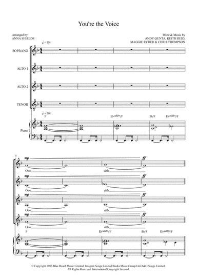 You're The Voice (arr. Anna Shields)