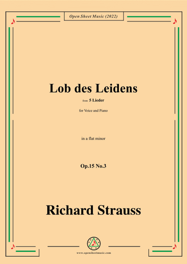Richard Strauss-Lob des Leidens,in a flat minor,Op.15 No.3 (arr. OSM Press)