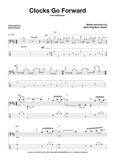 Clocks Go Forward (arr. Stuart Clayton/Bassline Publishing)
