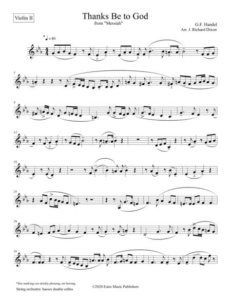 "Thanks Be to God" from Handel's Messiah 2nd Violin (arr. J. Richard Dixon)