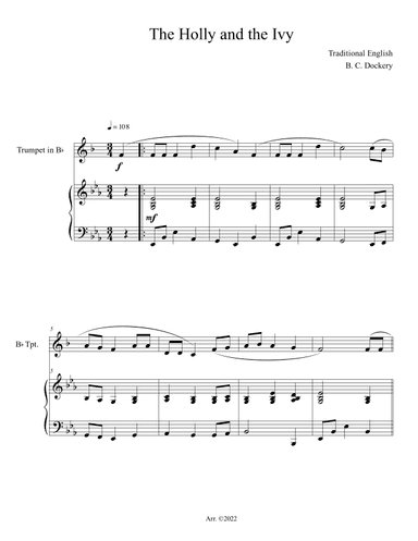 The Holly and the Ivy (Trumpet Solo with Piano Accompaniment) (arr. B. C. Dockery)