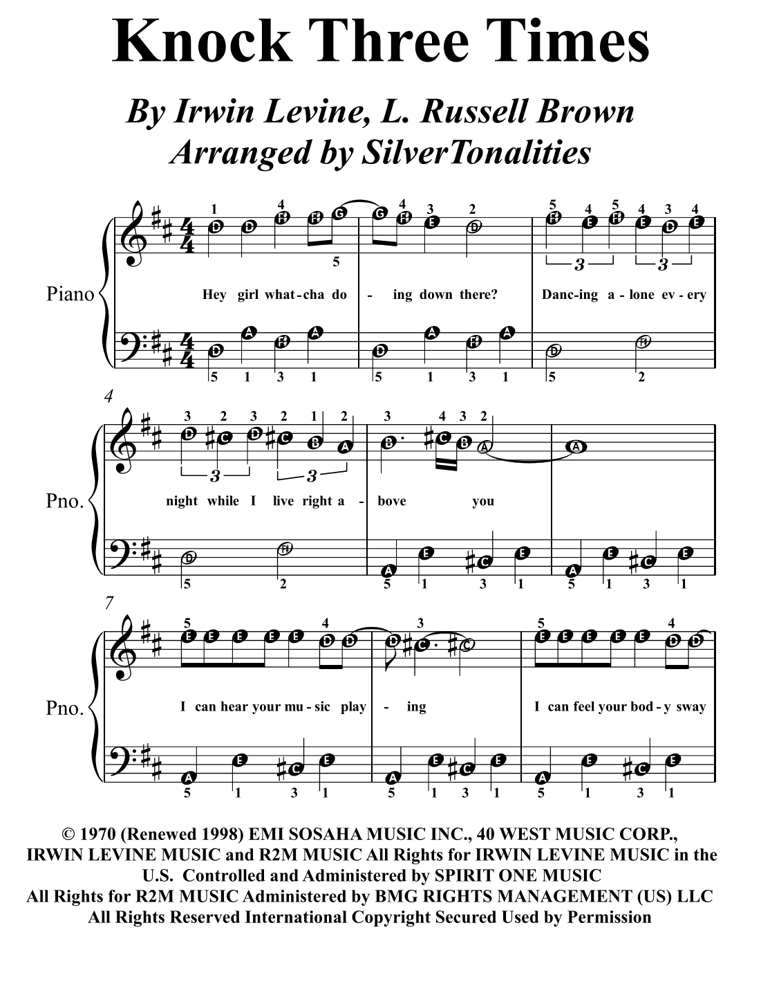 Knock Three Times (arr. SilverTonalities)