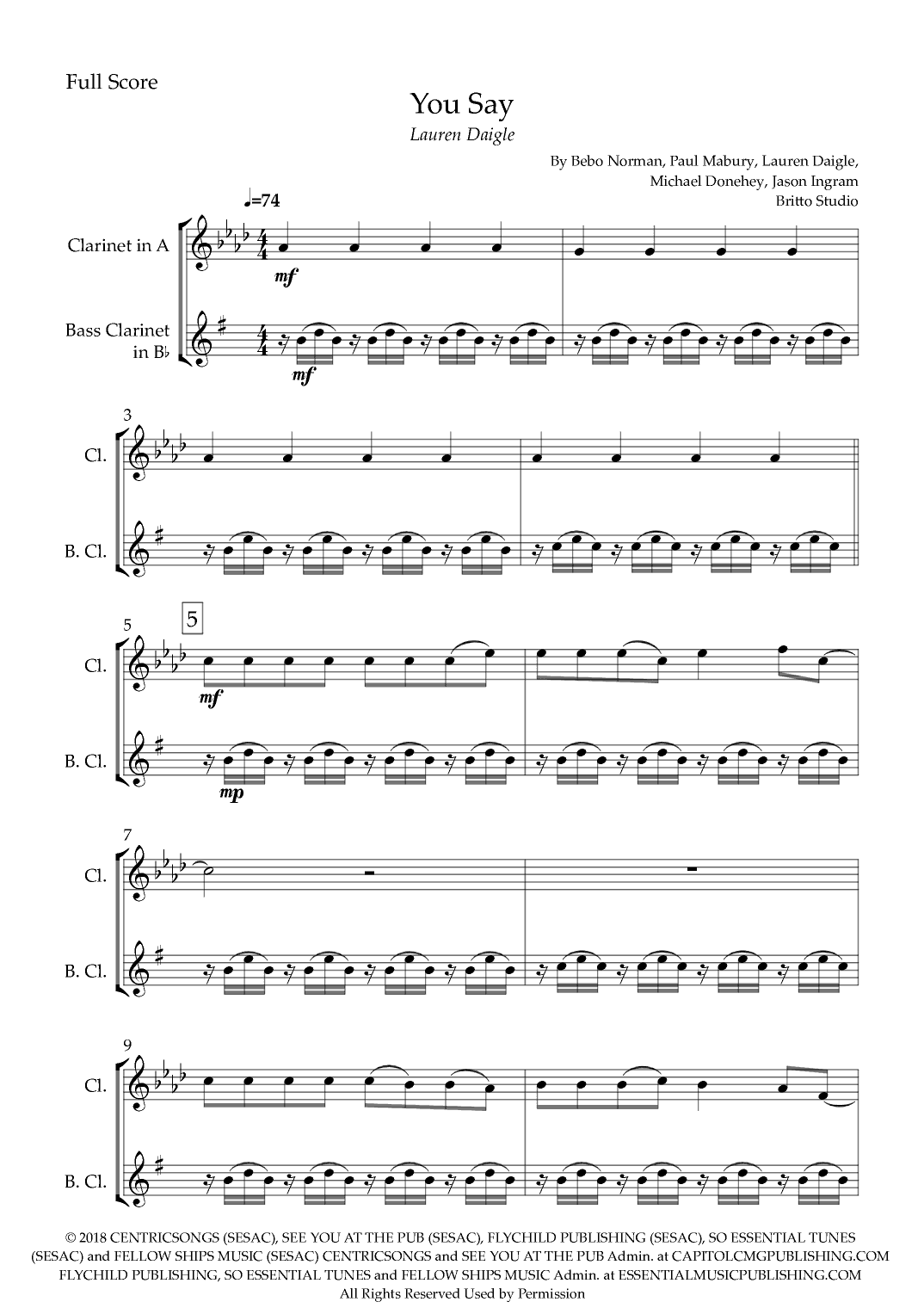 You Say (arr. Fabio Britto)