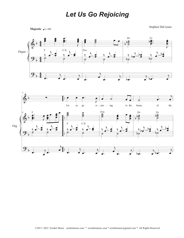 Let Us Go Rejoicing (Unison choir)