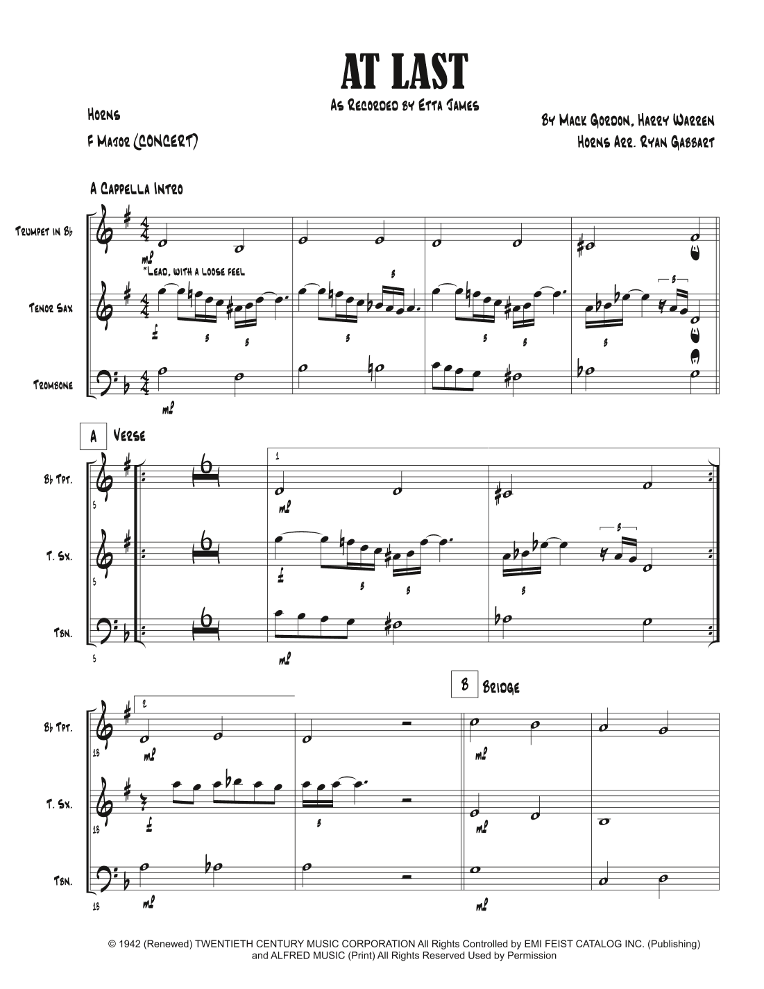 At Last (arr. Ryan Gabbart)