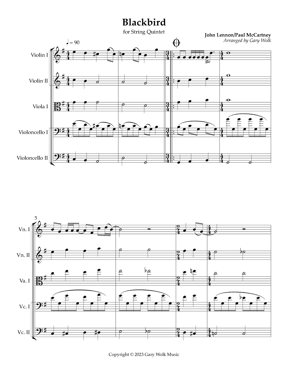 Blackbird (arr. Gary Wolk)
