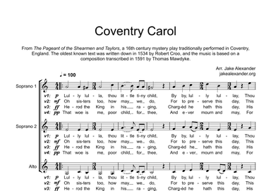 Coventry Carol - SSA a cappella (arr. Jake Alexander)