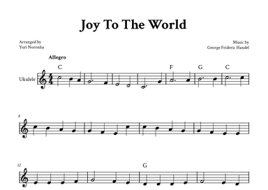 Joy To The World - For Ukulele (With Chords) (arr. Yuri Noronha)