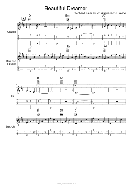Beautiful Dreamer (arr. Jenny Preece Music)