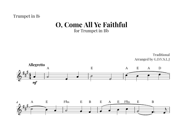 O, Come All Ye Faithful (arr. G.D.V.S.L.J)