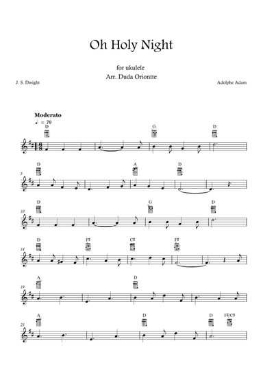 Oh Holy Night (D major - TABS - no lyrics) (arr. Duda Oriontte)