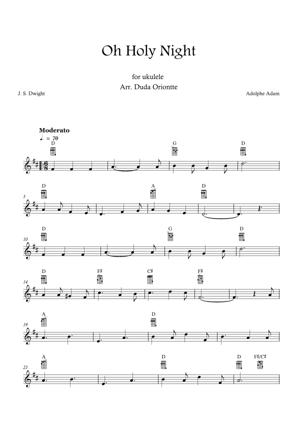 Oh Holy Night (D major - TABS - no lyrics) (arr. Duda Oriontte)