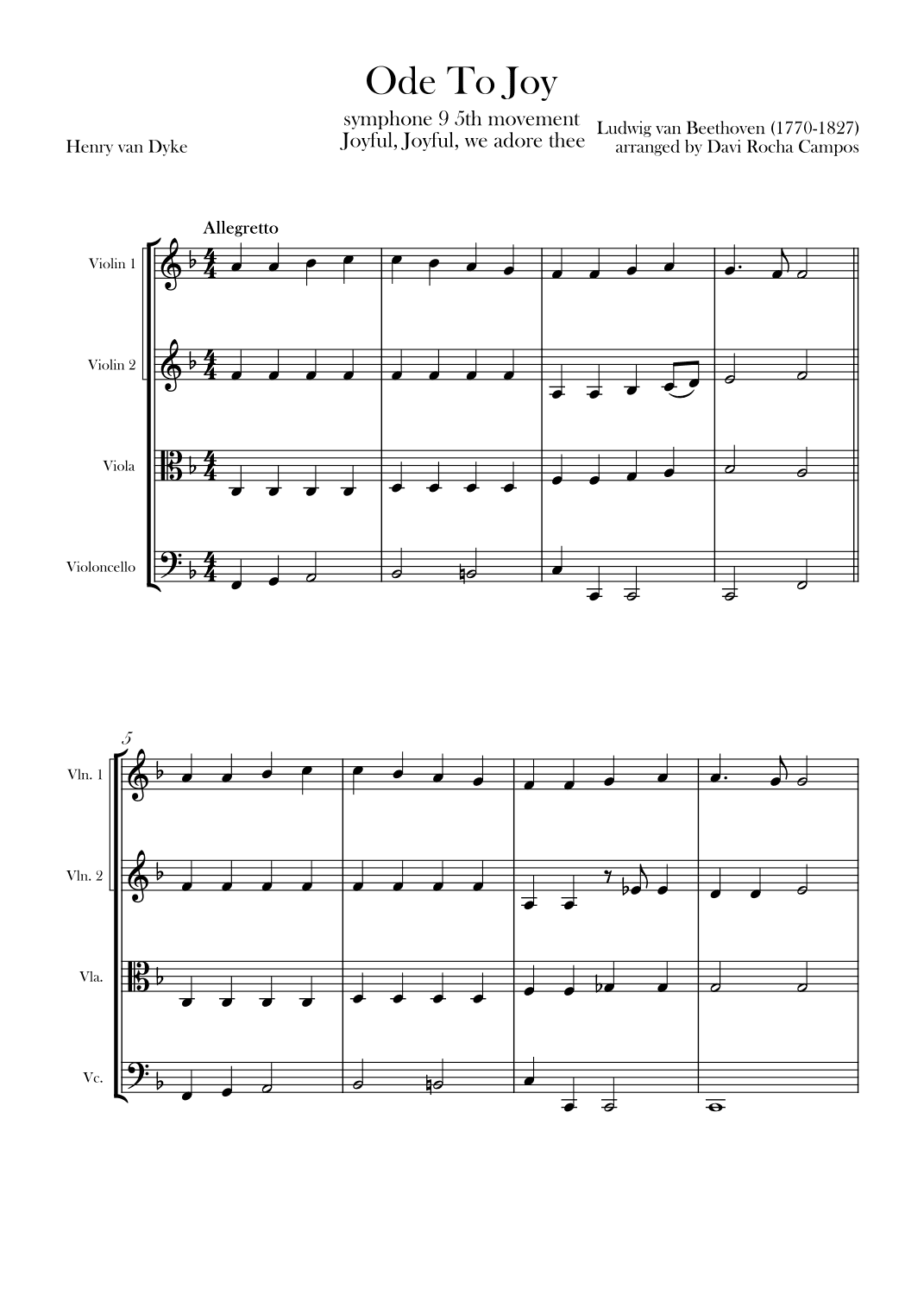 Ode To joy (Symphony 9 5th movement) (arr. Davi Rocha Campos)