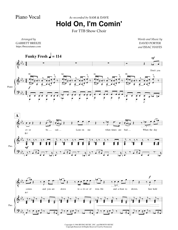 Hold On I'm Comin' (arr. Garrett Breeze)