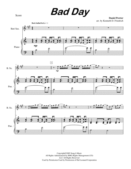 Bad Day (arr. Kenneth D. Friedrich)