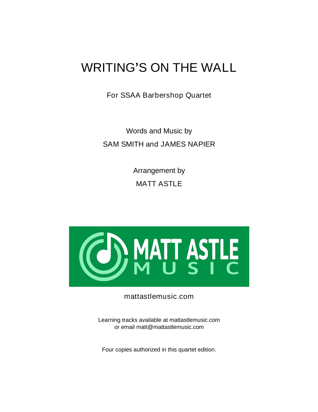 Writing's On The Wall (arr. Matt Astle)