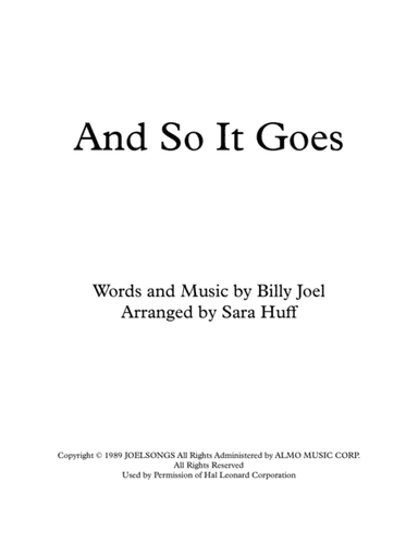 And So It Goes (arr. Sara Huff)