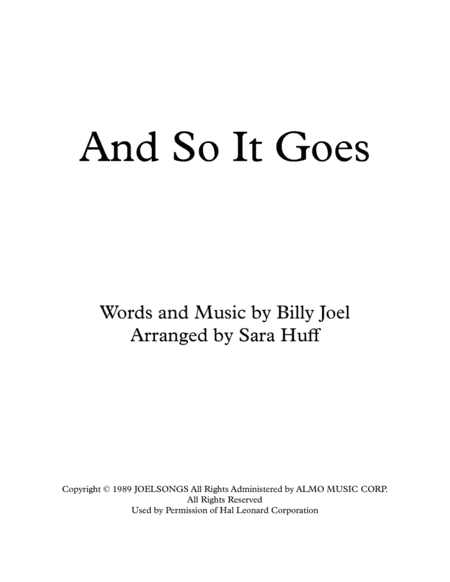 And So It Goes (arr. Sara Huff)