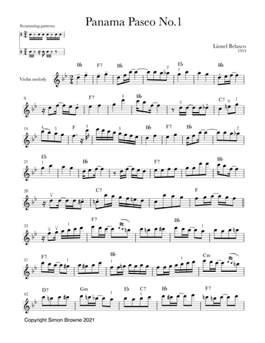 Panama Paseo No.1 for violin and guitar (arr. Simon Browne)