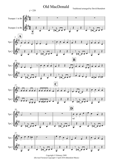 Old MacDonald for Trumpet Duet (arr. David Burndrett)