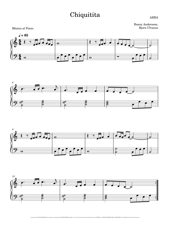 Chiquitita (arr. Música al Piano)
