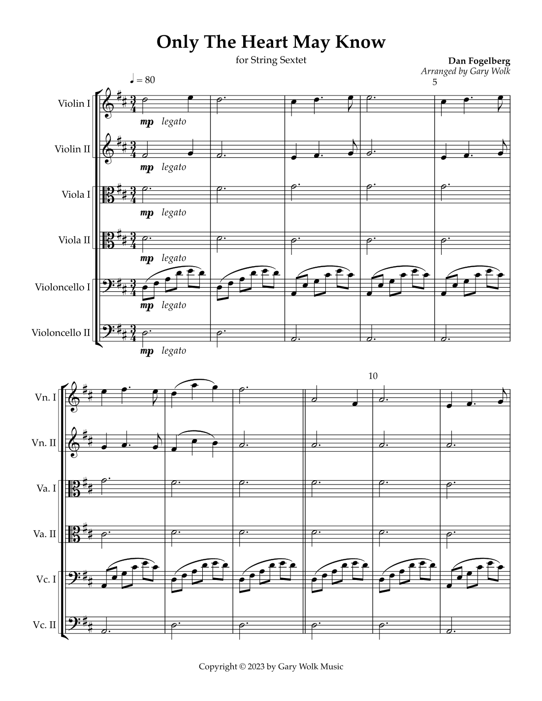Only The Heart May Know (arr. Gary Wolk)
