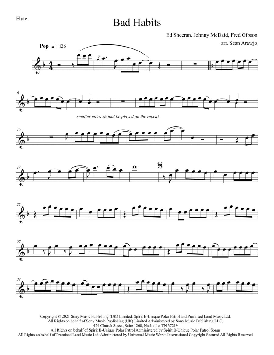 Bad Habits (arr. Sean Arawjo)