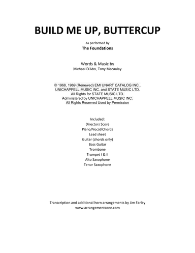 Build Me Up, Buttercup (arr. Jim Farley www.arrangementsone.com)