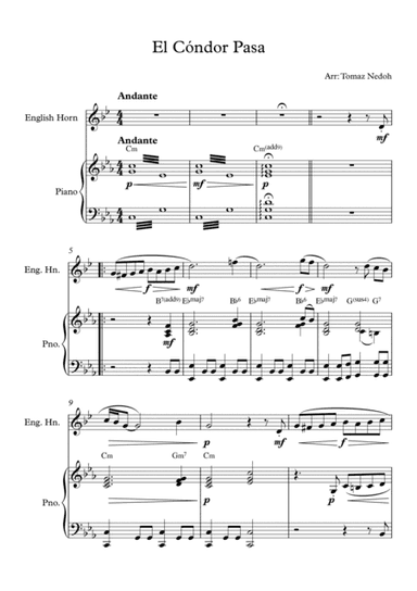 El Cóndor Pasa English Horn and Piano (arr. Tomaz Nedoh)