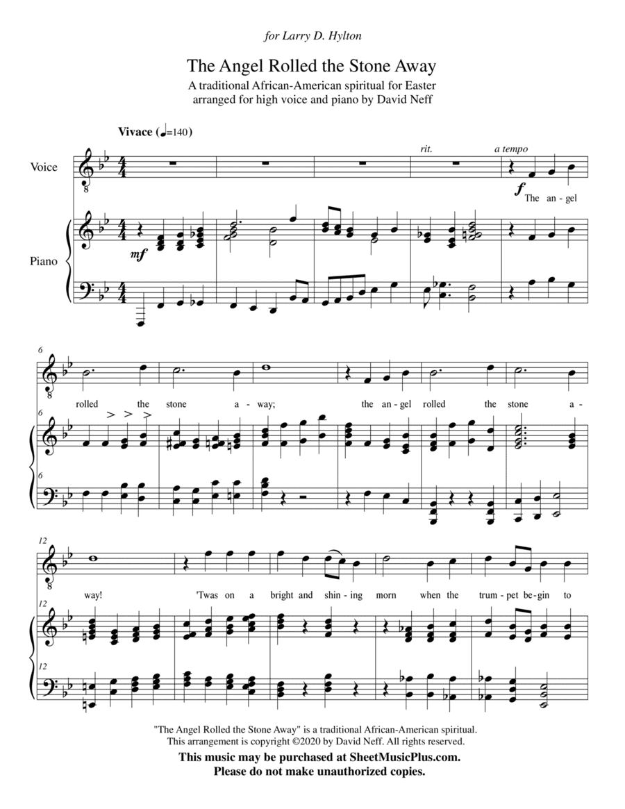 The Angel Rolled the Stone Away (high-voice edition) (arr. David Neff)