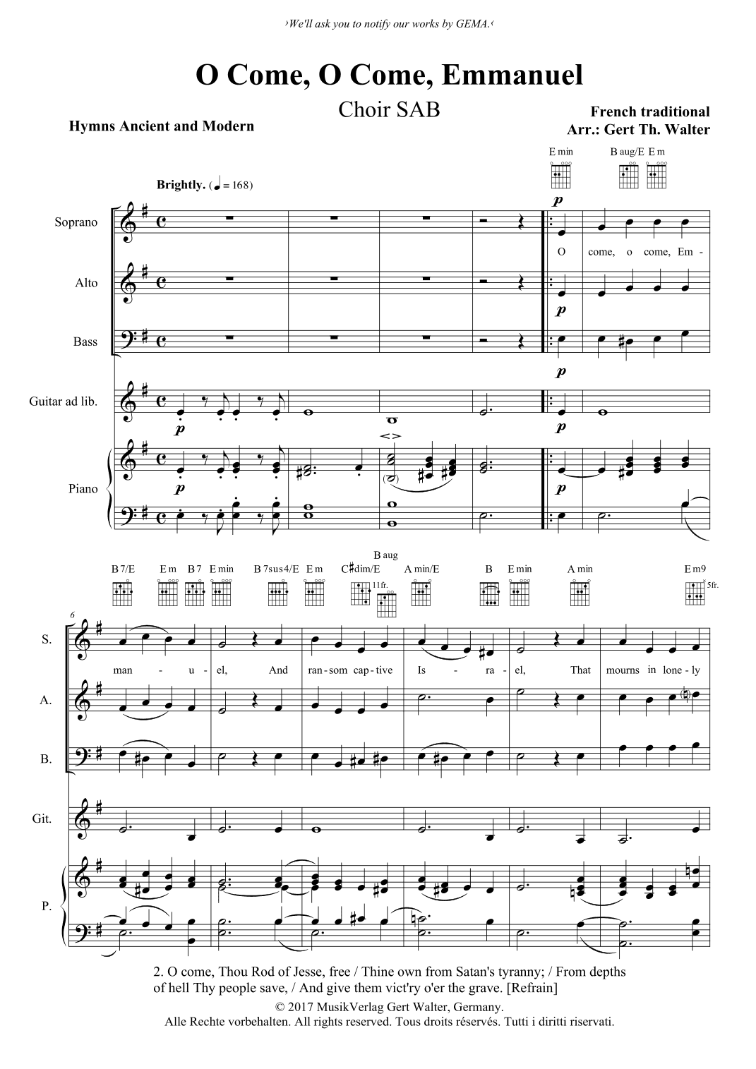 O Come, O Come, Emmanuel (arr. Gert Th. Walter)