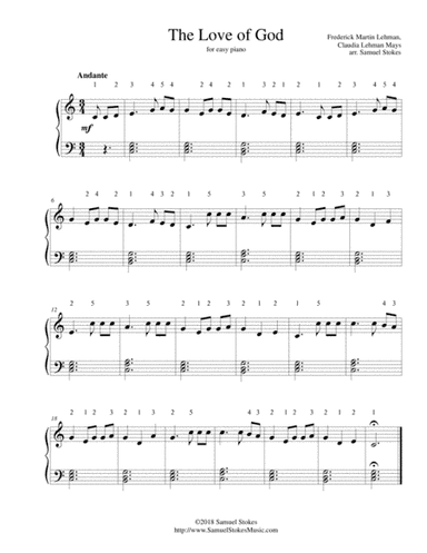 The Love of God - for easy piano (arr. Samuel Stokes)