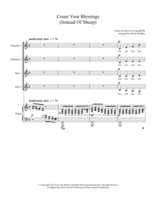 Count Your Blessings Instead Of Sheep (arr. David Maddux)