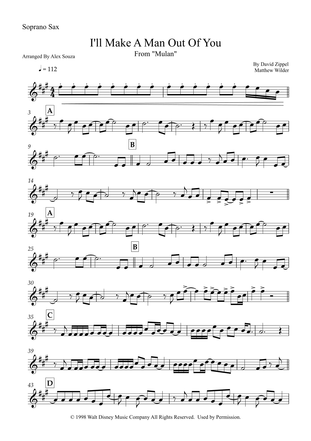 I'll Make A Man Out Of You (arr. Alex Souza)