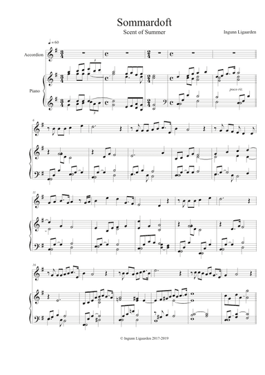 Scent of Summer - accordion with piano accompaniment