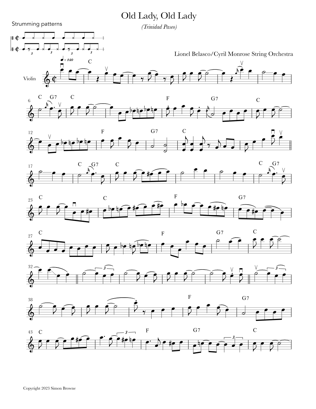 Old Lady, Old Lady (arr. for violin) (arr. Simon Browne)