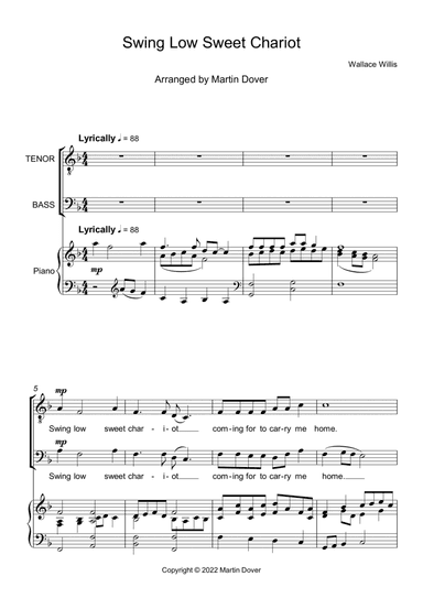 Swing Low Sweet Chariot - Two Part Choir - TB - Lower Voices (arr. Martin Dover)