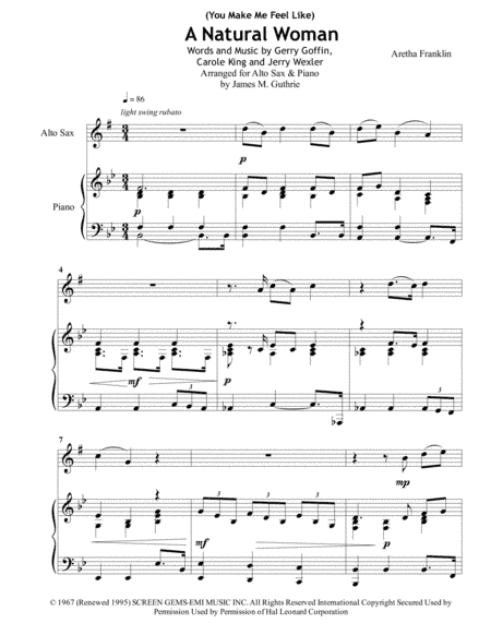 (You Make Me Feel Like) A Natural Woman (arr. James M. Guthrie, ASCAP)