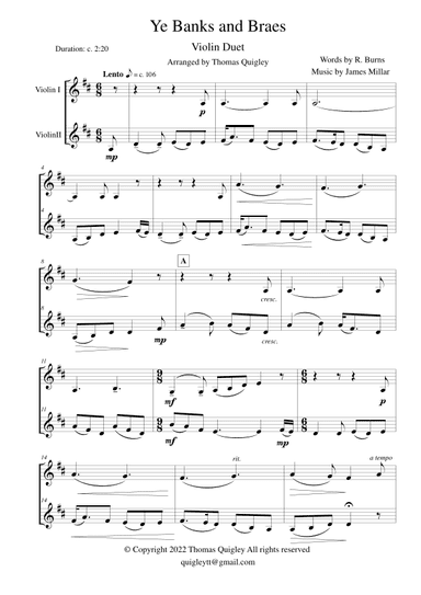 Ye Banks and Braes (arr. Thomas Quigley)