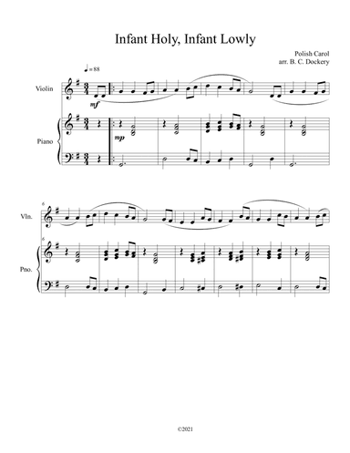 Infant Holy, Infant Lowly (Violin Solo with Piano Accompaniment) (arr. B. C. Dockery)