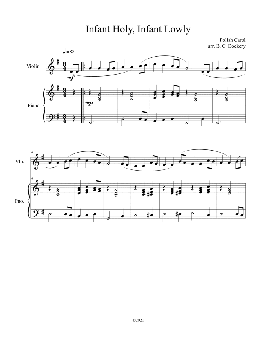 Infant Holy, Infant Lowly (Violin Solo with Piano Accompaniment) (arr. B. C. Dockery)