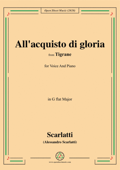 Scarlatti-All'acquisto di gloria,in G flat Major,for Voice and Piano (arr. MSM)
