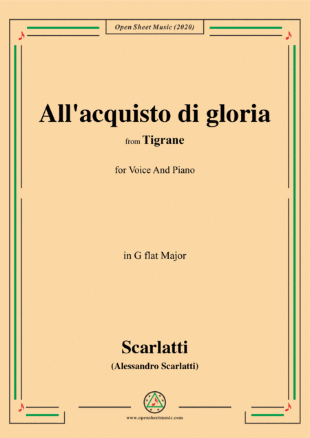 Scarlatti-All'acquisto di gloria,in G flat Major,for Voice and Piano (arr. MSM)