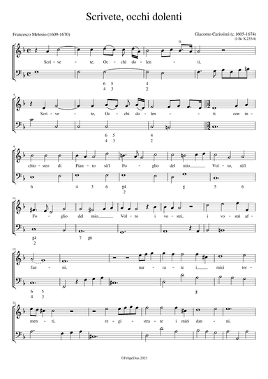 Scrivete occhi dolenti (arr. Early Music Scores)