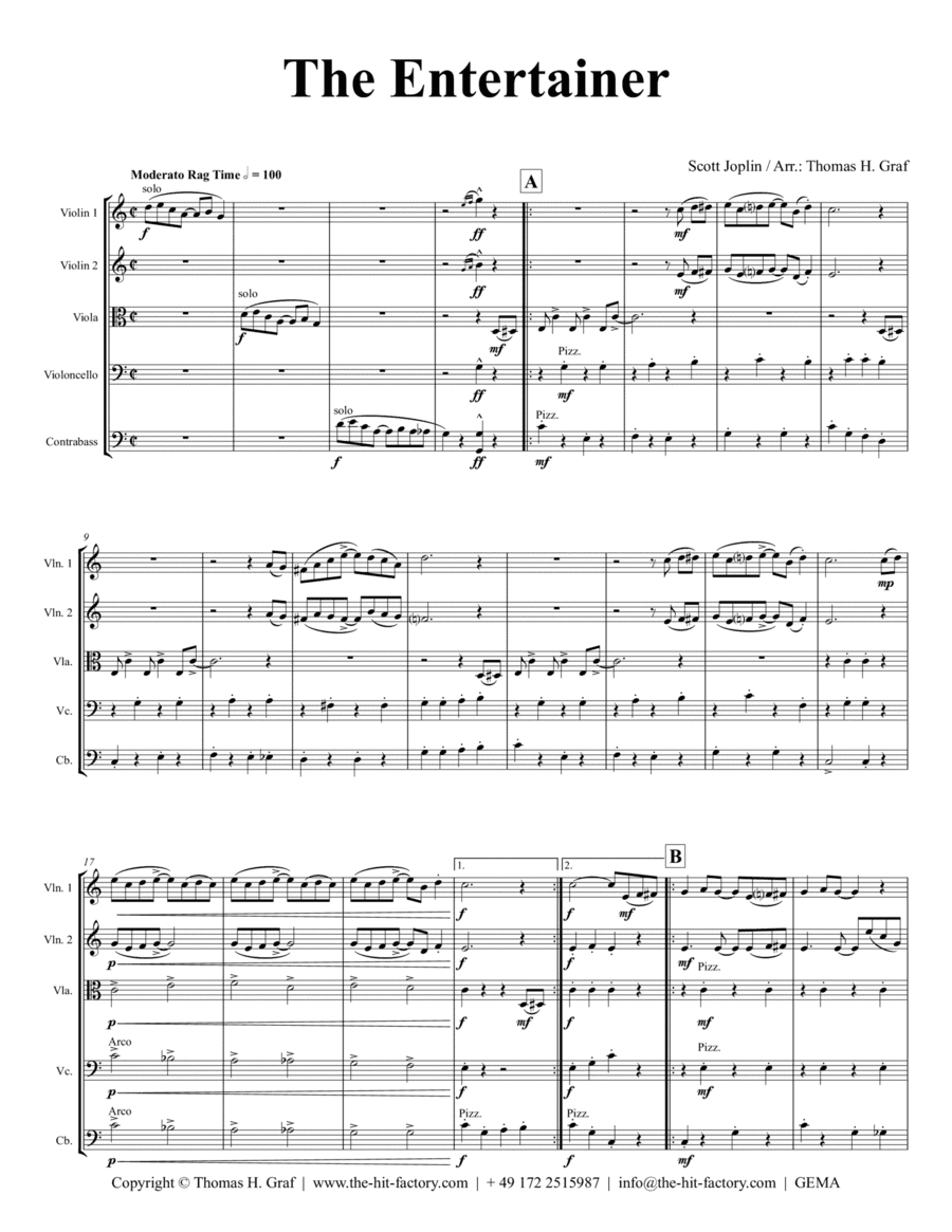The Entertainer - Rag Time Classic - String Orchestra (arr. Thomas Graf)