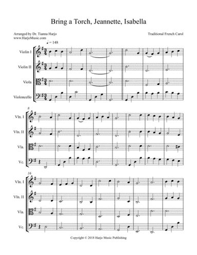 Bring a Torch, Jeanette, Isabella - String Quartet (arr. Dr. Tianna Harjo)