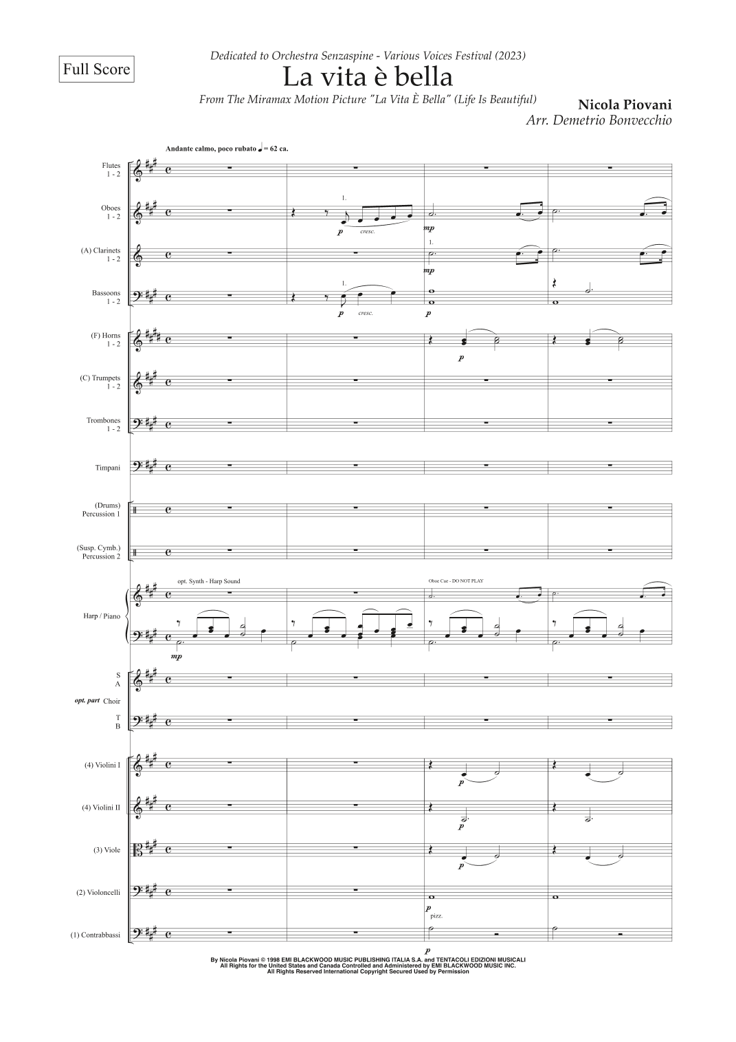 Life Is Beautiful (la Vita E Bella) (arr. Demetrio Bonvecchio)