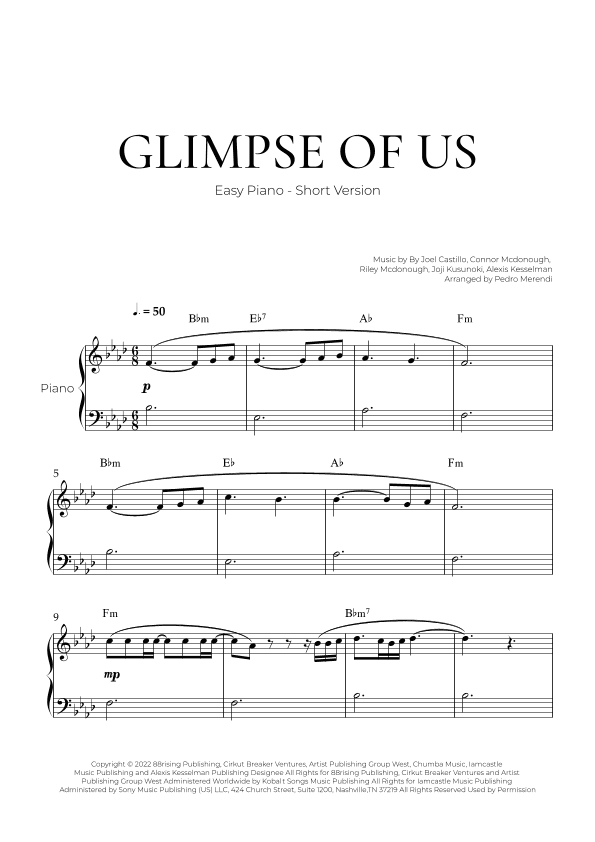 Glimpse Of Us (arr. Pedro Merendi)